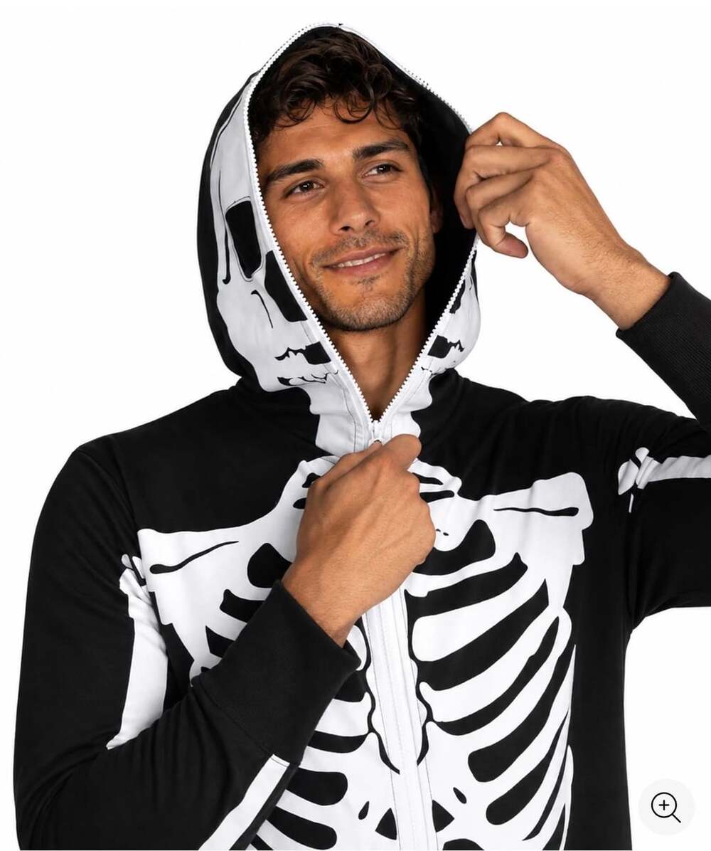 Tipsy Elves Skeleton Costume Zip-Up Jumpsuit Medium
